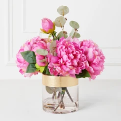 Peonies With Gold Strip Vase -Home Decor Shop webimage 207999717