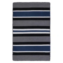 Variagated Stripe Outdoor Rug - Navy