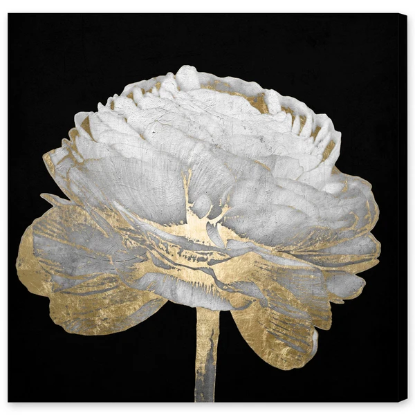 Gold And White Blossom On Black - Set Of 2 4 Gold And White Blossom On Black - Set Of 2 - Image 2